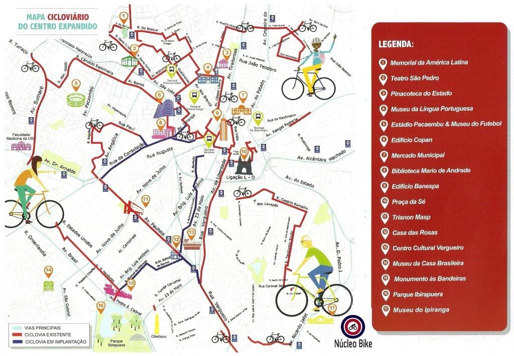Mapa São Paulo bizikleta bidea