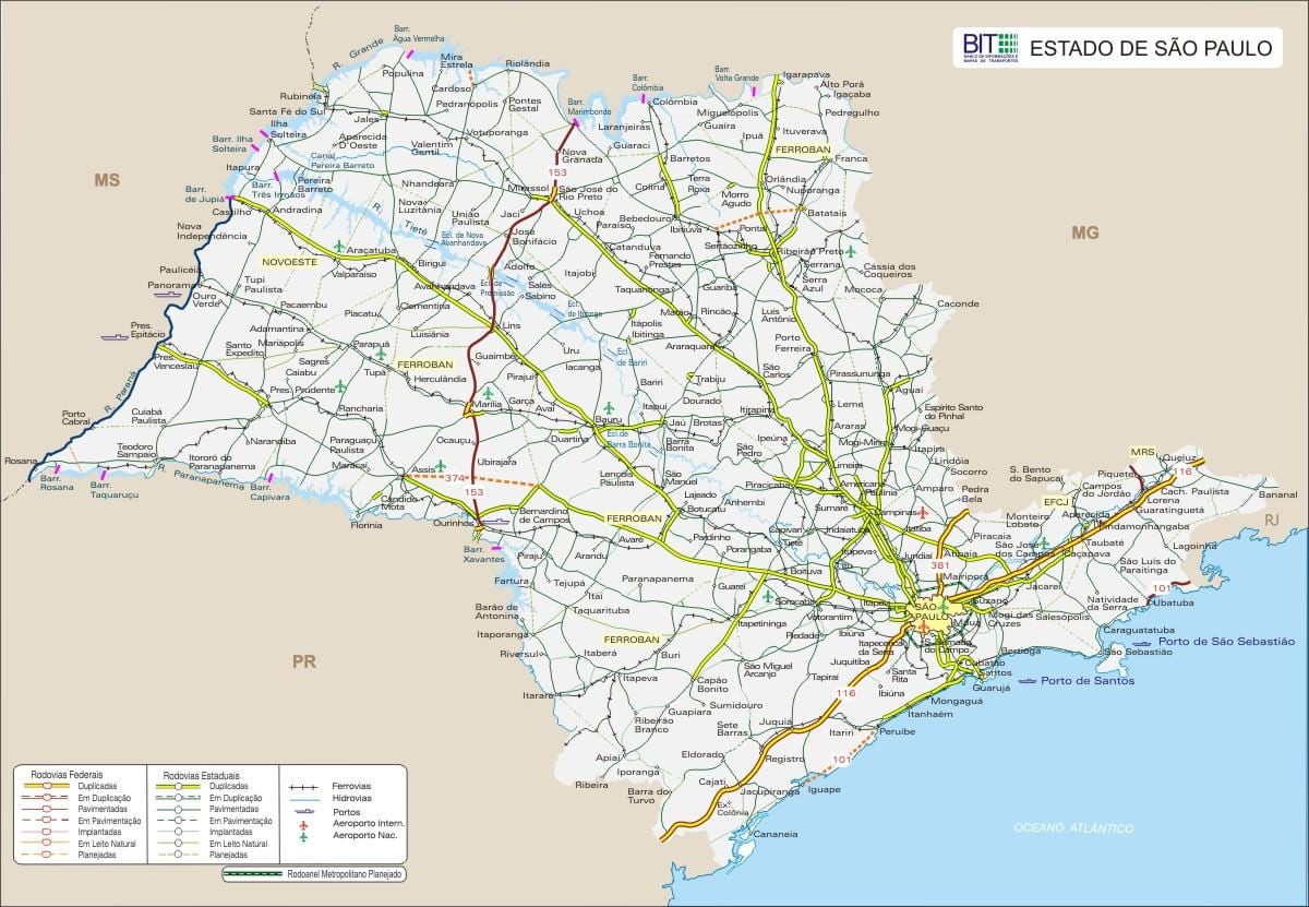 Mapa São Paulo Estatuko autobide