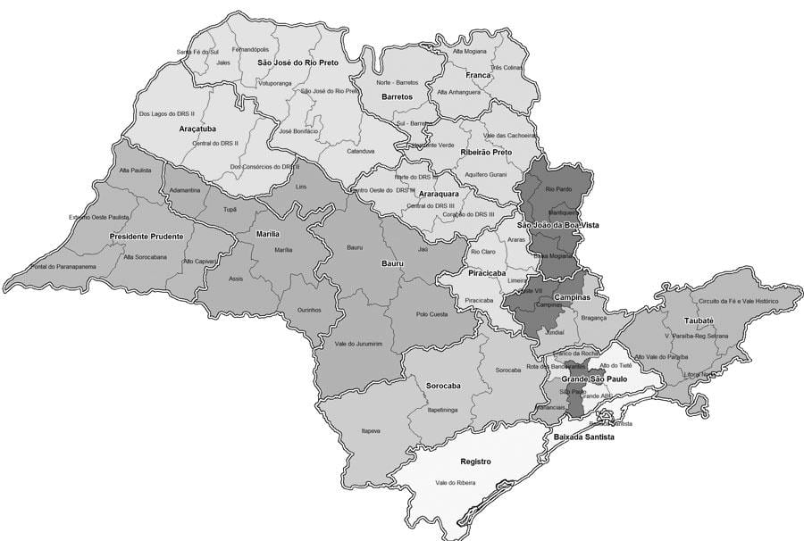 Mapa São Paulo eta zuri-beltzean