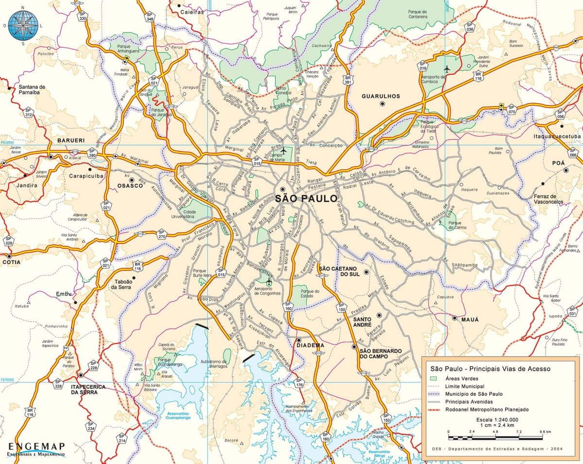Mapa sarbide errepideak São Paulo