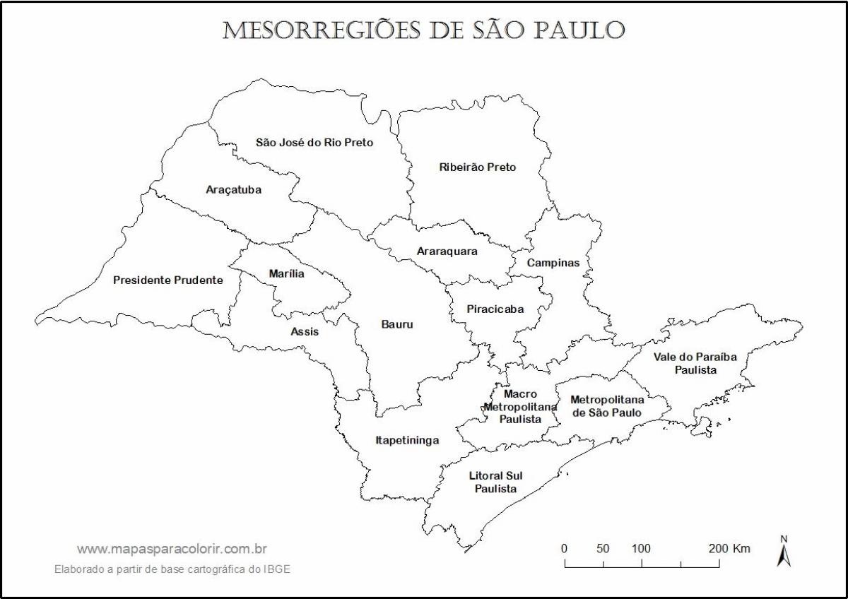 Mapa São Paulo birjina - eskualdeen izenak