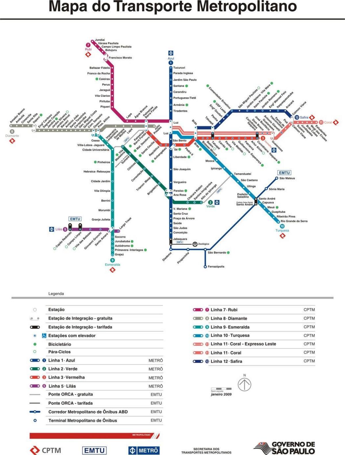 Mapa São Paulo CPTMRENTZAKO garraio