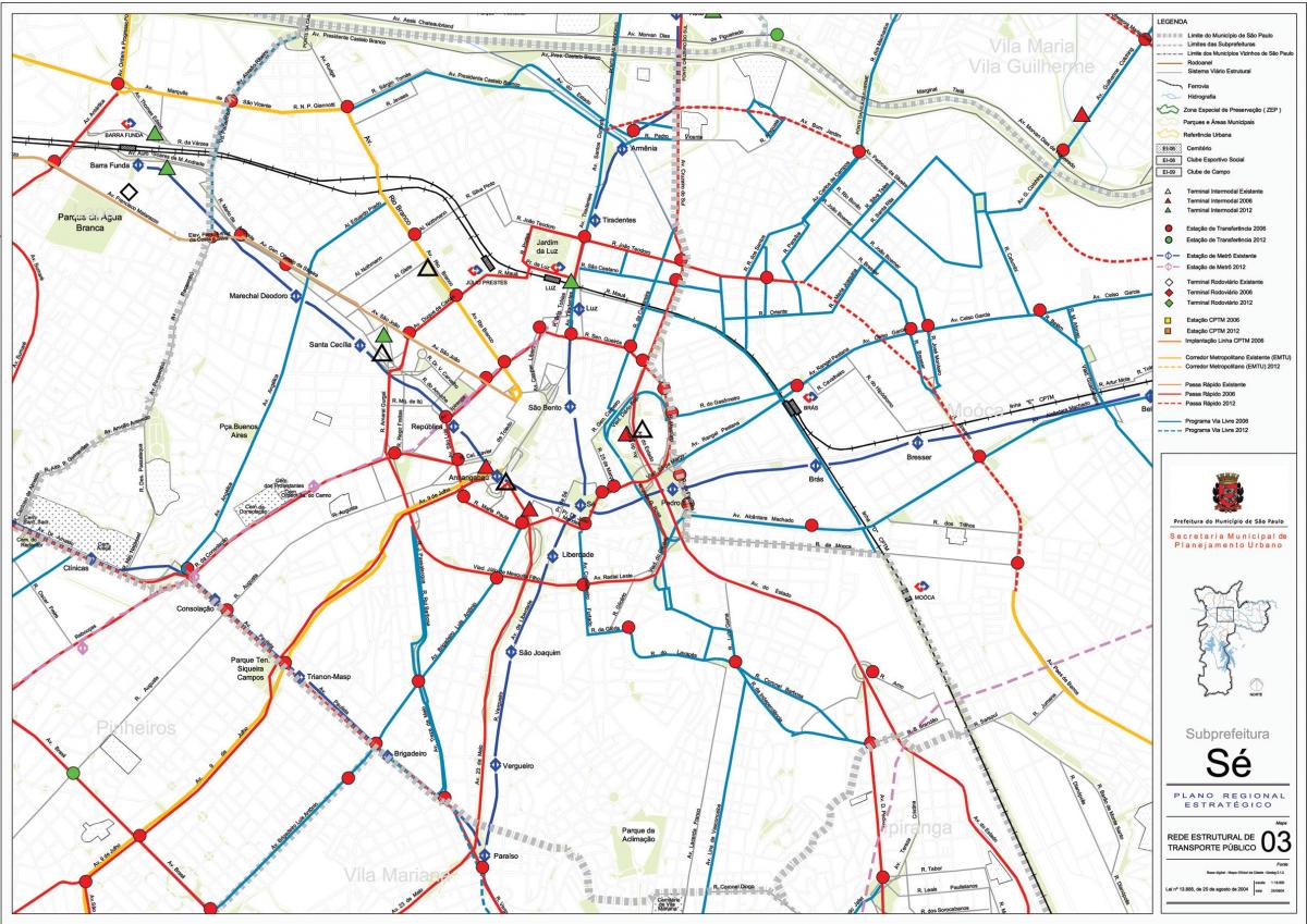 Mapa Sé São Paulo - garraio Publiko