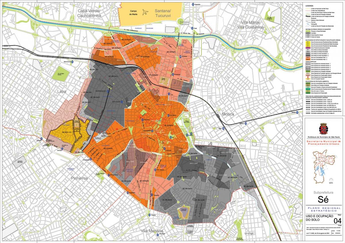 Mapa Sé São Paulo - lurzoruaren Okupazioa