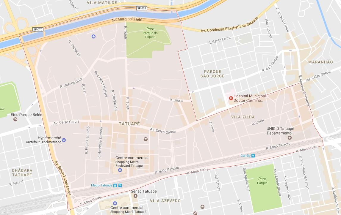 Mapa Tatuapé São Paulo