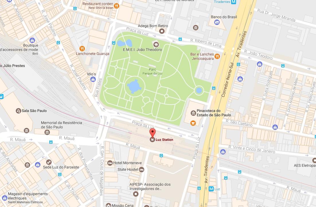 Mapa tren geltokia la Luz São Paulo