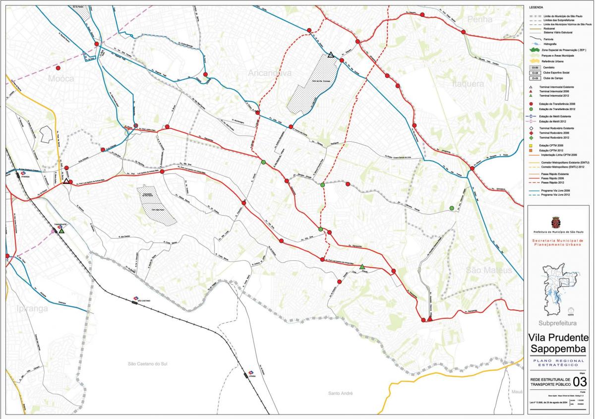 Mapa Vila Prudente São Paulo - garraio Publiko