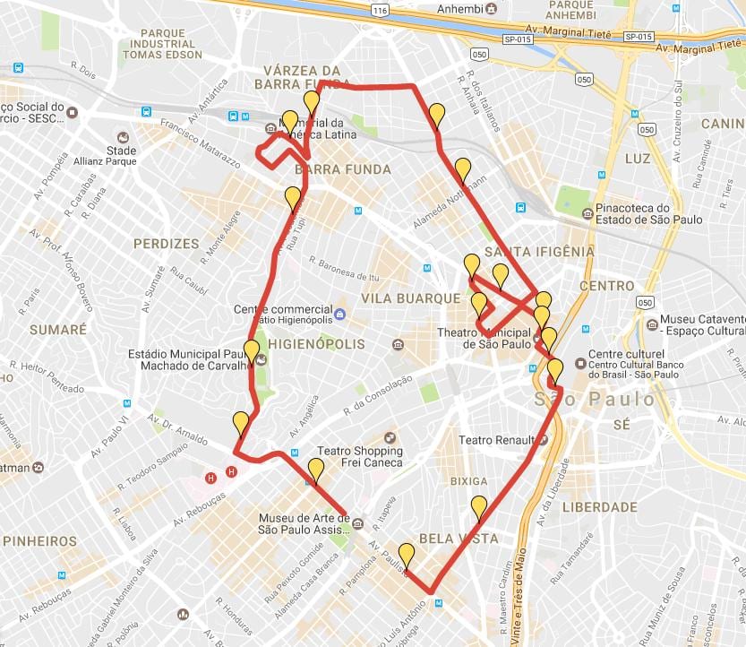 Mapa Corrida Nazioarteko São Silvestre