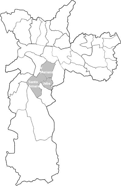 Mapa zona Centro-Sul São Paulo