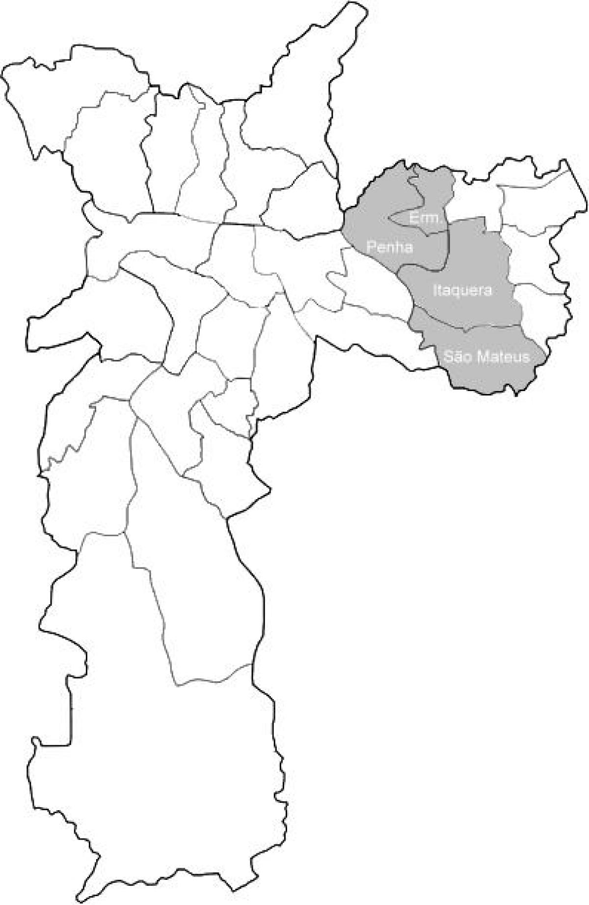 Mapa zona Leste 1 São Paulo