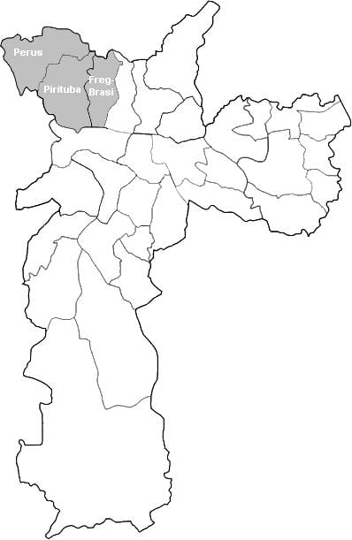 Mapa zona Noroeste São Paulo