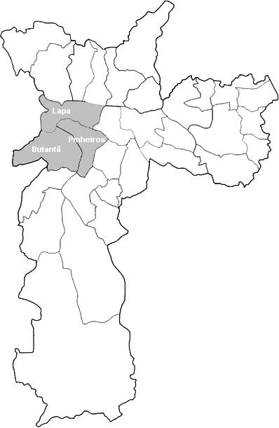 Mapa zona Oeste São Paulo
