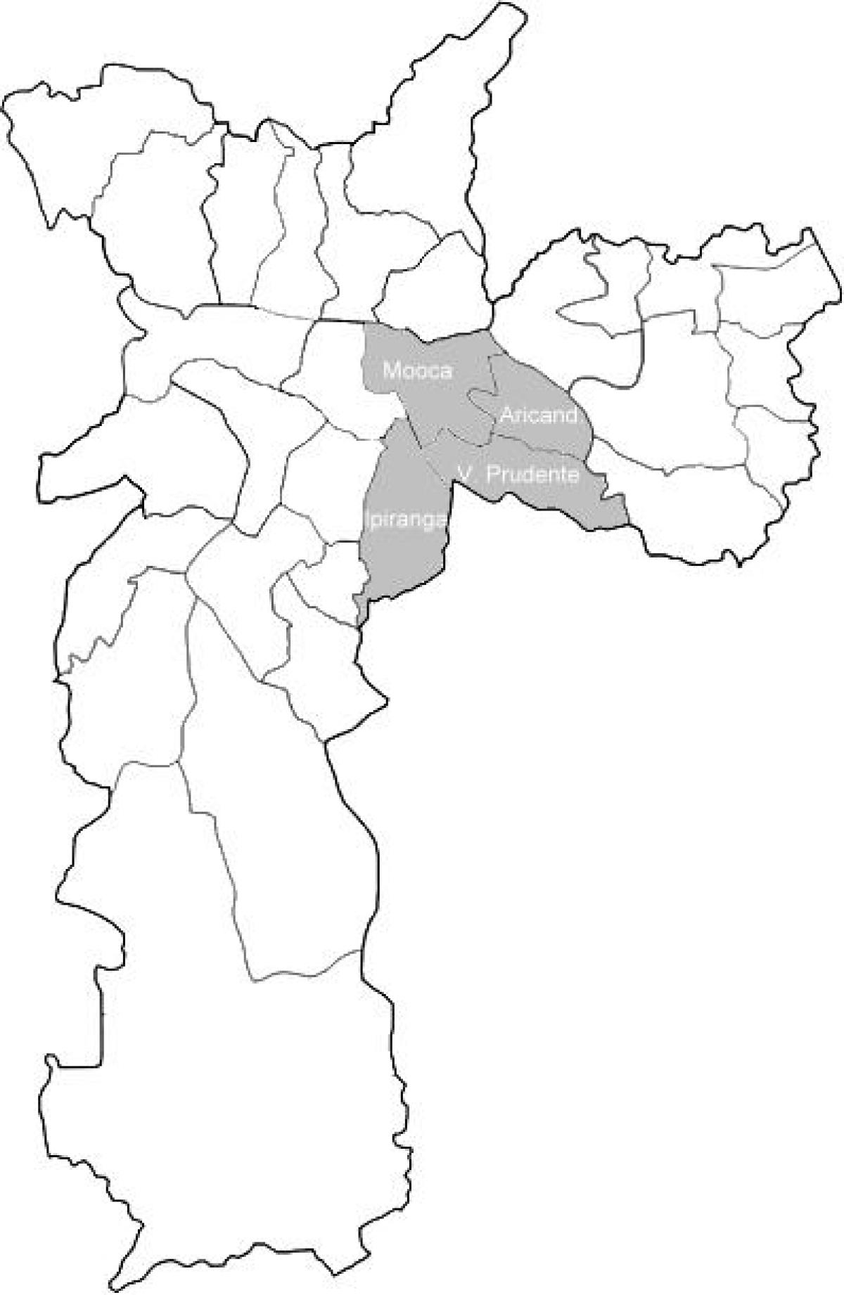 Mapa zona Sudeste São Paulo