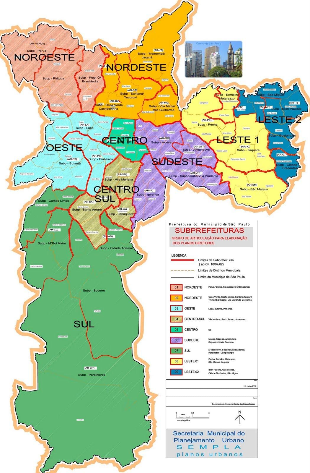 Mapa zonas São Paulo