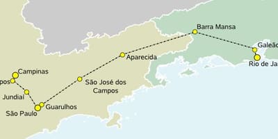 Mapa abiadura handiko trena São Paulo