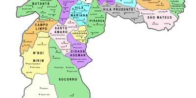 Mapa azpi-prefektura São Paulo