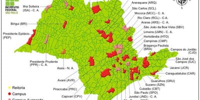 Mapa institutu Federalak São Paulo - IFSP