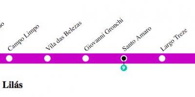 Mapa São Paulo metro Line 5 - Lila