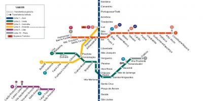 Mapa Sao Pauloko metroa