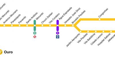 Mapa São Paulo monorail - Line 17 - Urrezko